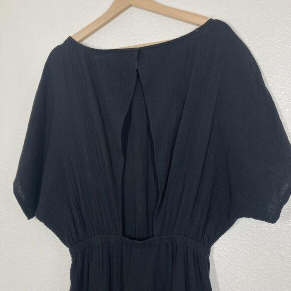 Z SUPPLY Jumpsuit Womens Medium Black Crinkle Gauze Elastic Waist ZP222233S - Picture 11 of 16